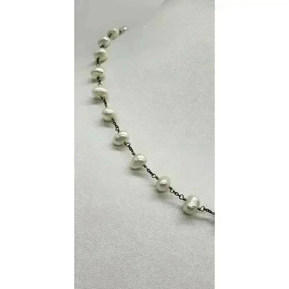 Vintage Necklace Genuine Pearl Natural White Baroque Bride Wedding Freshwater